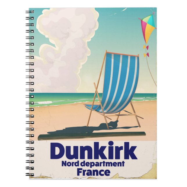 Dunkirk Beach-resoraffisch Anteckningsbok Med Spiral (Framsidan)