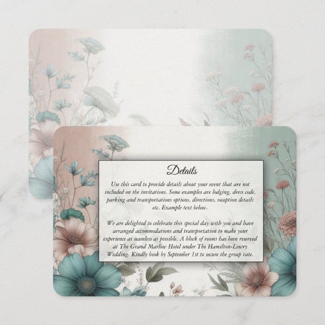 Dunkla kronblad och mjuk serenitet Blommig bröllop Tilläggskort (Fram/baksida)