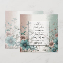 Dunkla kronblad och mjuk stillhet Blommig bröllop Inbjudningar