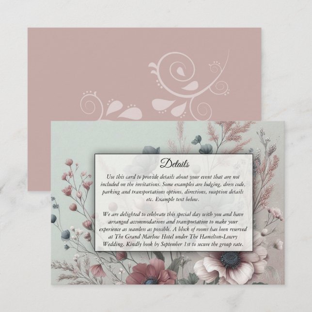 Dunkla kronblad och mjuk stillhet Blommig Tilläggskort (Fram/baksida)