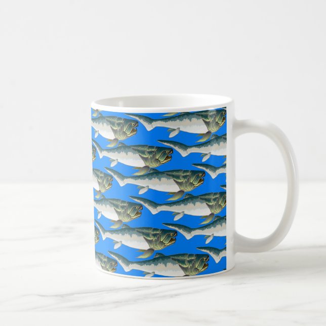 Dunkleosteus mönster i blått kaffemugg (Höger)