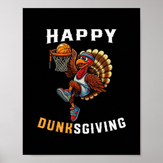 Dunksgiving Kalkon Skelett Spelare Rolig Thanksgiv Poster (Framsidan)