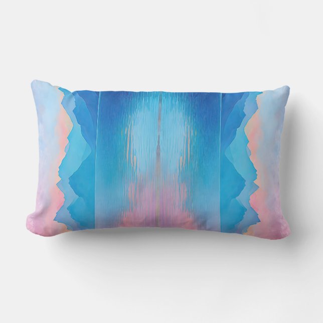 "Dunlach" Wide Rosa och Blue Ligcape Sjölandskap B Lumbarkudde (Framsida)