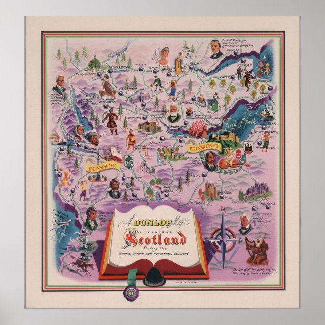 Dunlop Karta i centrala Skottland Poster (Framsidan)