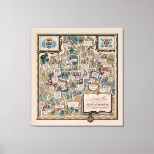 Dunlop karta- Literary Landmarks of Central London Canvastryck