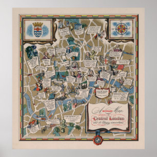 Dunlop karta- Literary Landmarks of Central London Poster