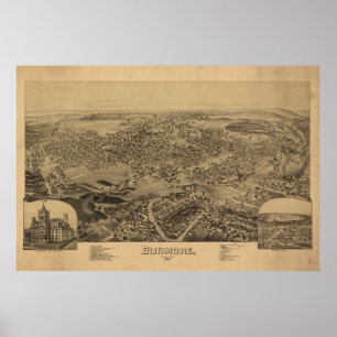 Dunmore Pennsylvania 1892 Antique Panoramic Karta Poster
