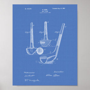Dunn Golf Klubb 1900 Patent Art - Blueprint Poster