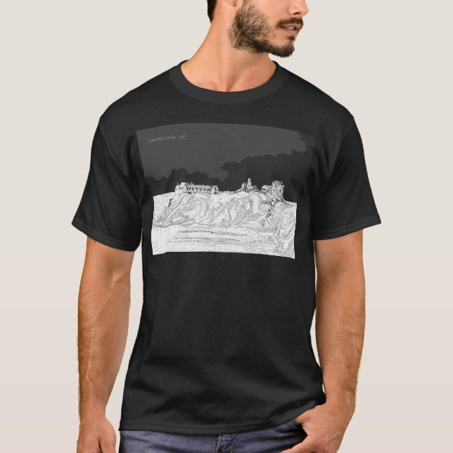 Dunnottar Castle Scottish Medieval Castle. Black A T Shirt (Framsida)