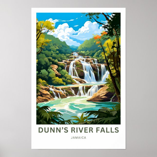 Dunns River Falls Jamaica Travel Print Poster (Framsidan)