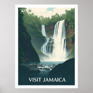 Dunn's River Falls, Jamaica vintage illustration Poster