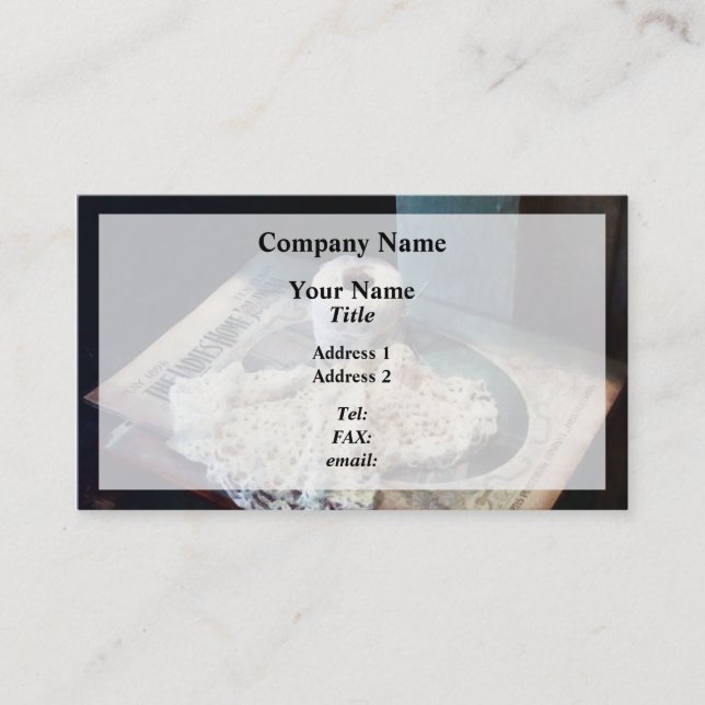 Dunör och virkgarn visitkort (Framsida)