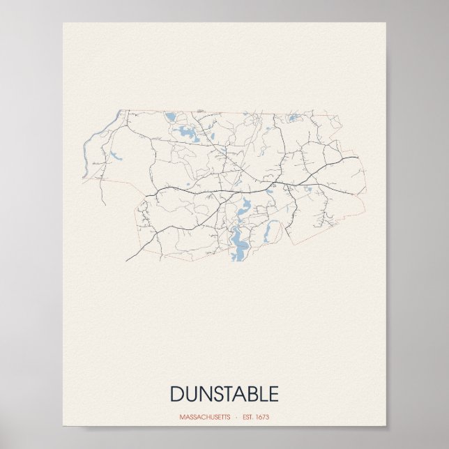 Dunstable Massachusetts Gatukarta Poster (Framsidan)