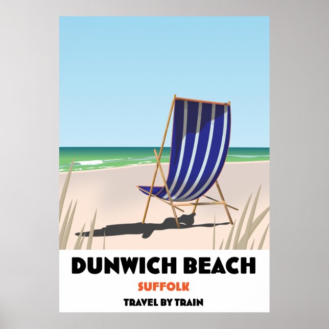 Dunwch Beach Suffolk vintage tåg affisch (Framsidan)