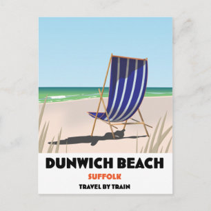 Dunwch Beach Suffolk vintage tåg poster Vykort
