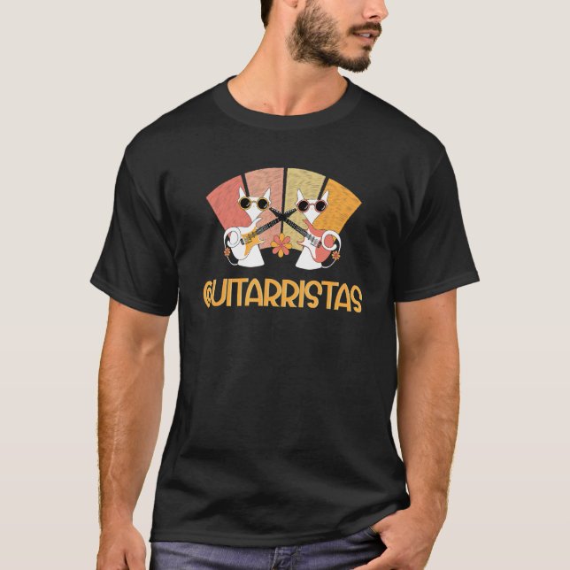 Duo Alley Cats Play Guitar T Shirt (Framsida)