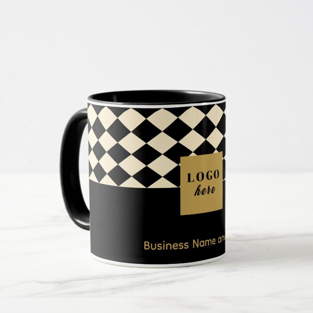 Duo Black and ivory krämhantverk - Business Logoty Mugg (Framsida vänster)