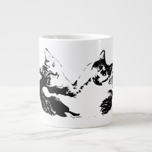 Duo Cat Assions Bläck Porträtt Mugg Jumbo Mugg