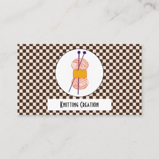 Duo chokladbrun och beige Buffalo-rutig stickning Visitkort