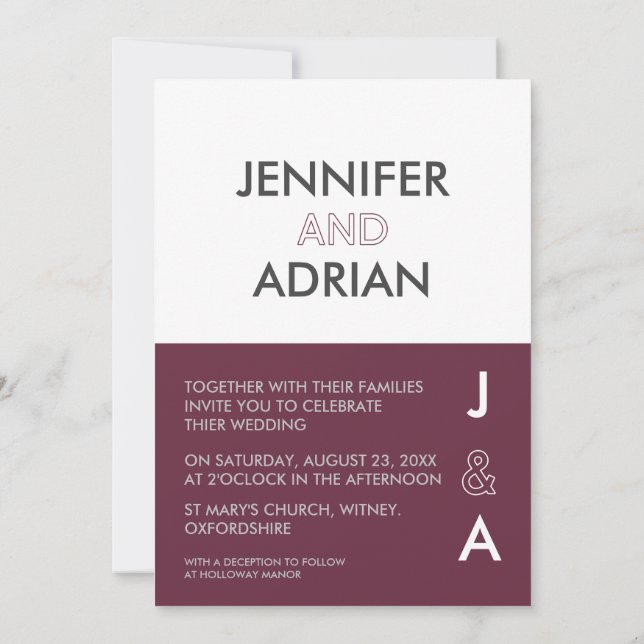 Duo Färg Editable Modern Minimalistisk inbjudan (Baksida)