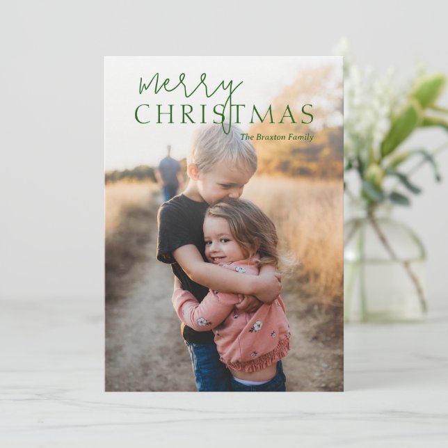 Duo Font Simple Photo Modern jul Julkort (Stående Fram)