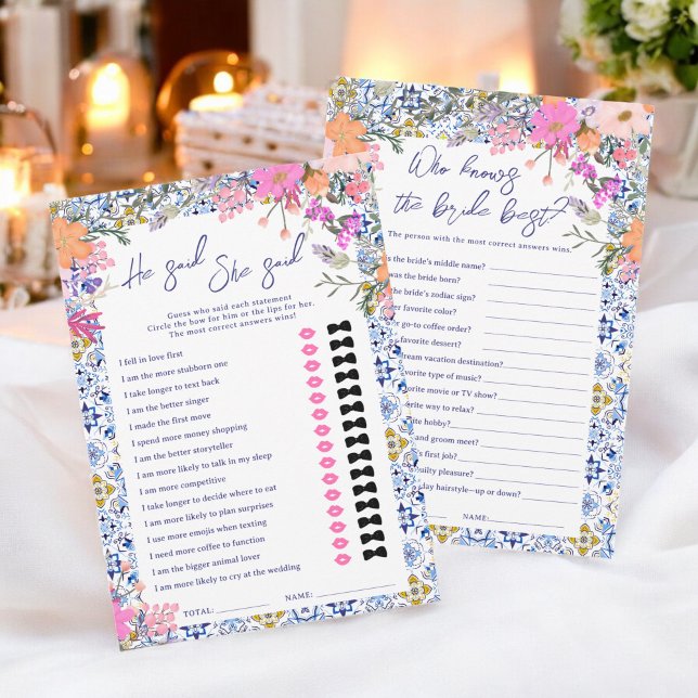 Duo Games blue italian möhippa-spel Inbjudningar (Duo Games blue italian bridal shower game Invitation)