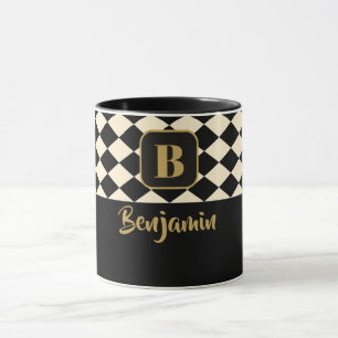 Duo Geo Black & Ivory Cream egna namn Mugg