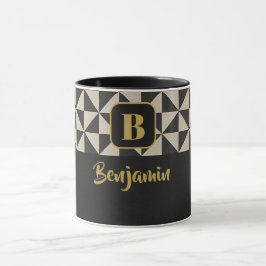 Duo Geo Black & Stone Grått-egna namn Mugg