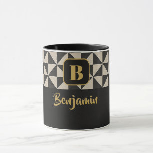 Duo Geo Black & Stone Grått-egna namn Mugg