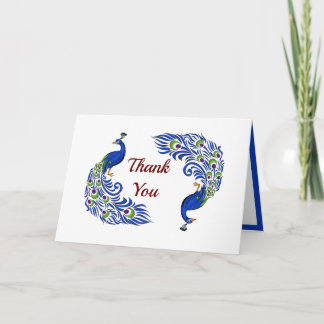 Duo Peacock Folded Wedding Thank You Cards Tack Kort