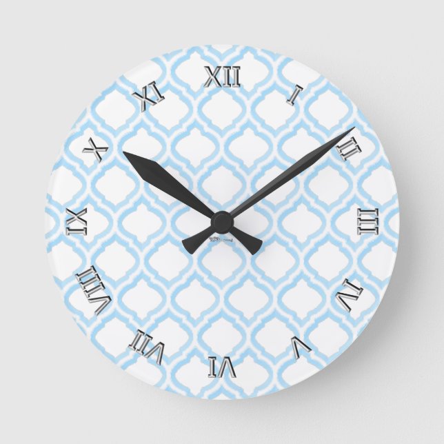 Duo-tona marockansk spaljé (blått) (monogramen) rund klocka (Framsida)