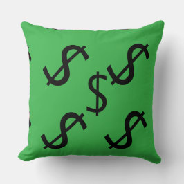 Duo Tone Dollar $ign Grön Röd Kudde