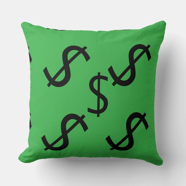 Duo Tone Dollar $ign Grön Röd Kudde (Framsida)