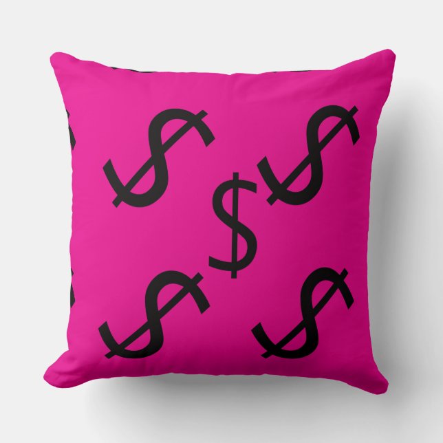 Duo Tone Dollar $ign Pink Red  Kudde (Framsida)