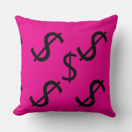 Duo Tone Dollar $ign Rosa Röd  Kudde