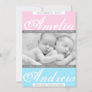 Duo Tones, Twin Birth Notice Meddelande