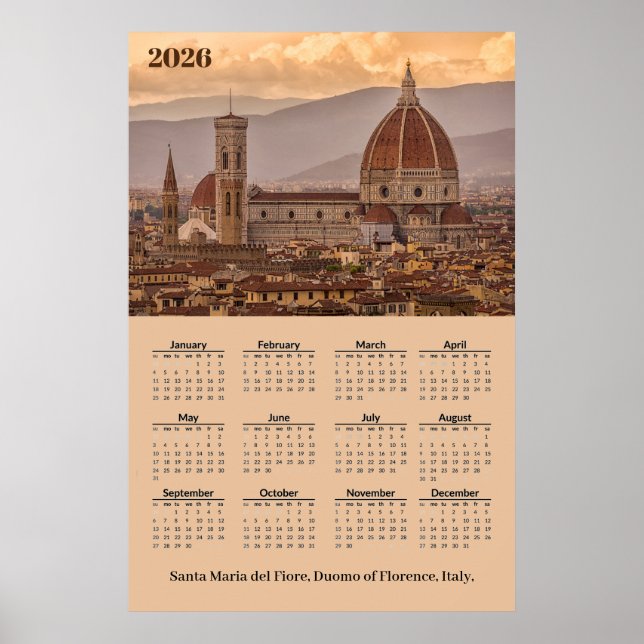 Duomo de Firenze, Florens Italien 2026 Kalender Poster (Framsidan)