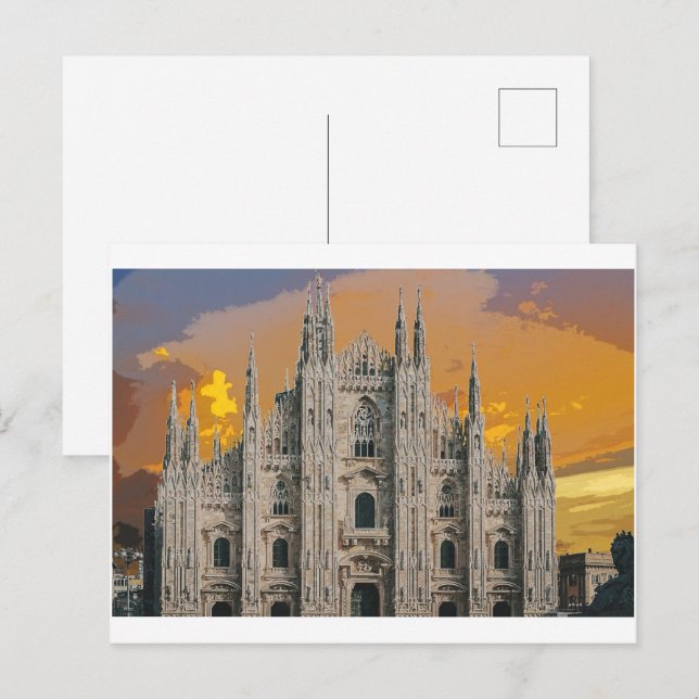Duomo di Milano Church Milan Italien Vykort (Fram/baksida)