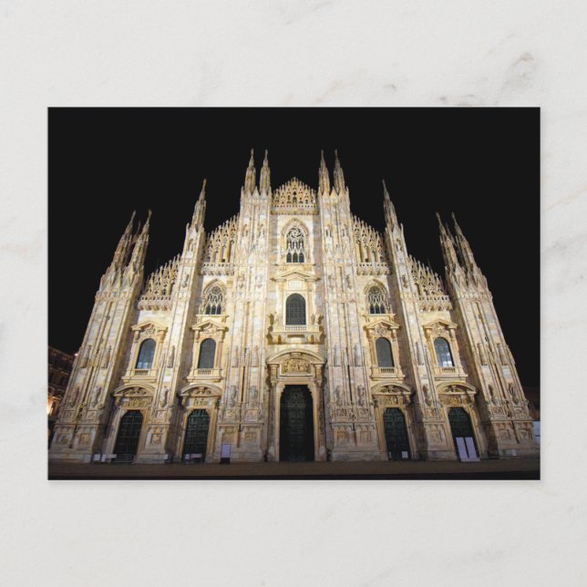 Duomo di Milano - Italien på nattvykort Vykort (Framsida)