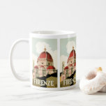 Duomo i Firenze Florence Italien Vintage resor Art Kaffemugg<br><div class="desc">Vintage illustrerar EU:s reseaffisch eller bagageetikett från Florens,  Italien med Cattedrale di Santa Maria del Fiore,  Florens katedral eller Duomo. Klassisk italiensk religiösa-arkitektur.</div>