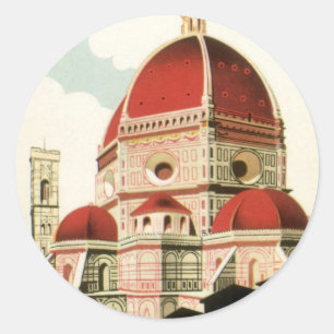 Duomo i Firenze Florens Italien Vintage Reskonst Runt Klistermärke