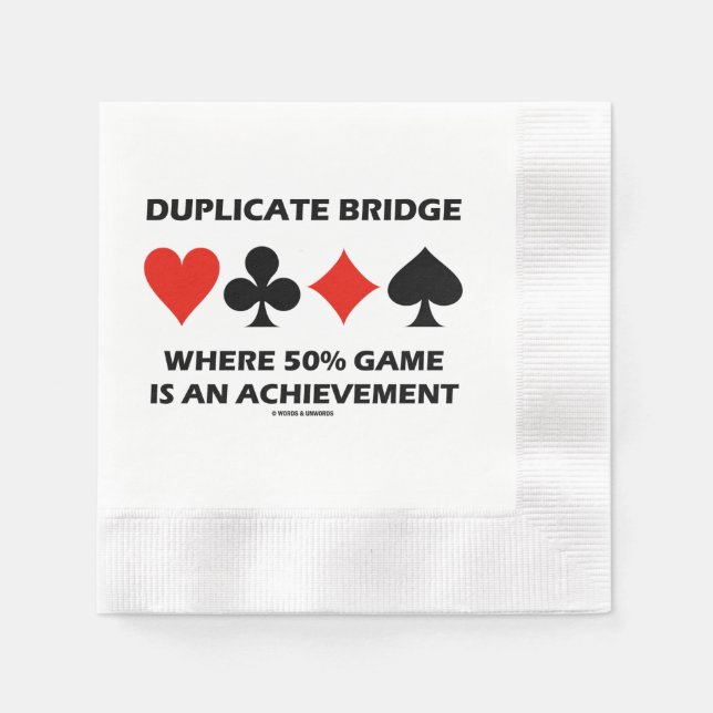 Duplicate Bridge Där 50% Spel Är En Bedrift Pappersservett (Framsidan)