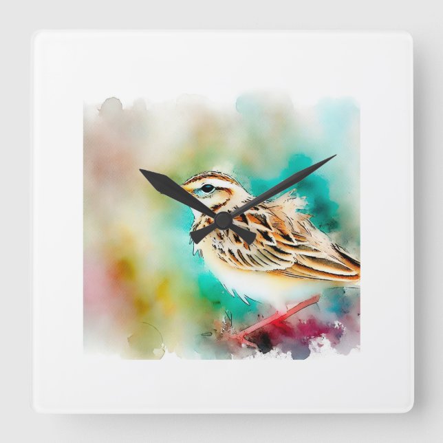 Duponts lark 131024AREF131 - Watercolor Fyrkantig Klocka (Framsida)