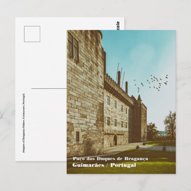 Duques of Braganza Palace, Guimaraes, Portugal. Vykort (Fram/baksida)