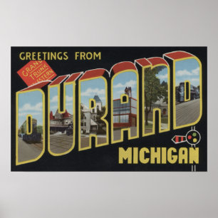 Durand Michigan - stora brevplatser Poster