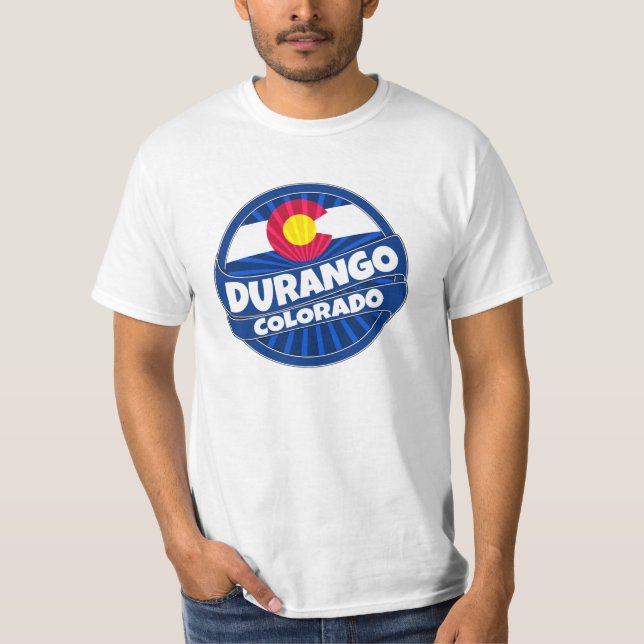 Durango Colorado flagga burst tshirt T-shirt (Framsida)