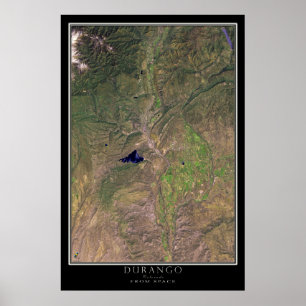 Durango Colorado från Space Satellite Karta Poster