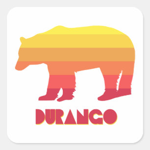 Durango Colorado Rainbow Bear Fyrkantigt Klistermärke
