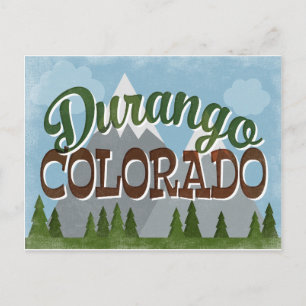 Durango Colorado Roligt Retro Snowy Mountains Vykort