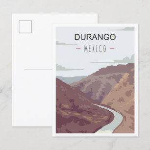 Durango Mexico Art Vintage resor Illustration Vykort